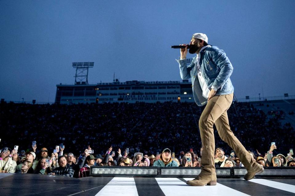 Fans cheer and sing along as Jordan Davis performs at Beaver Stadium before Luke Combs on Saturday, April 27, 2024. Abby Drey/adrey@centredaily.com