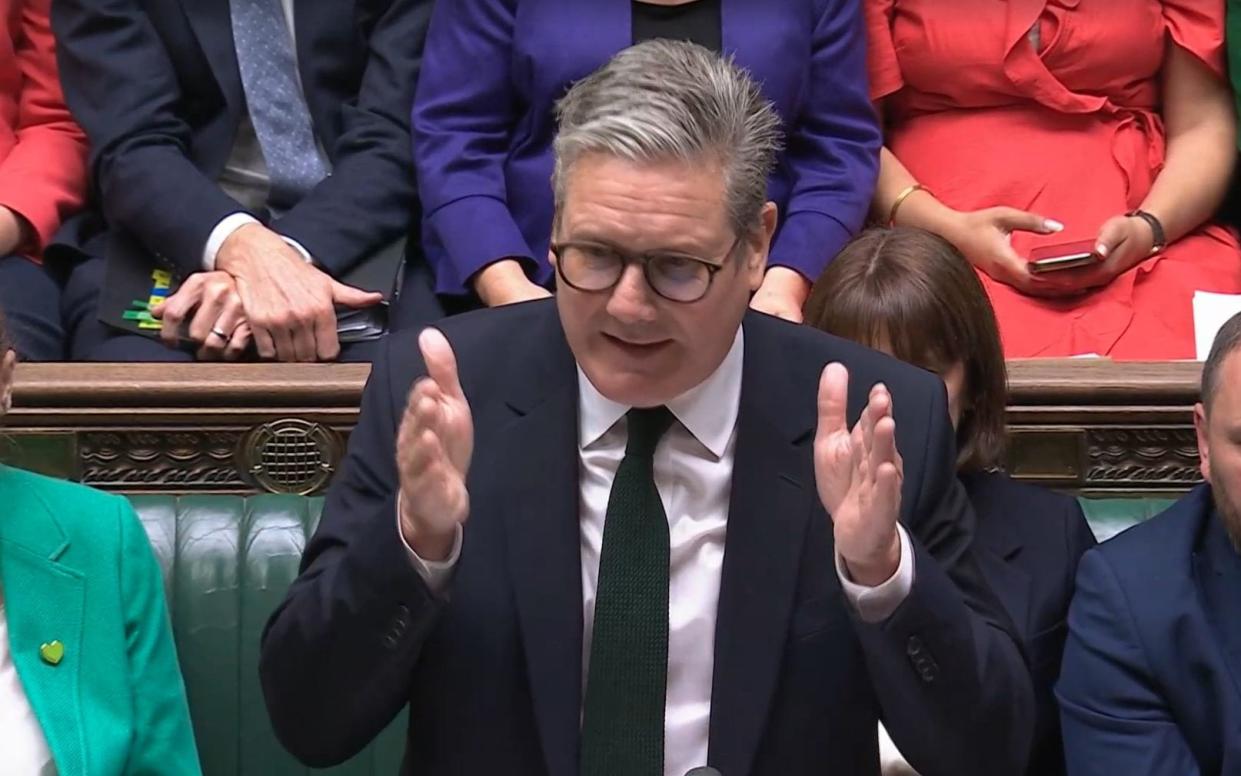 Sir Keir Starmer addresses the House of Commons during PMQs