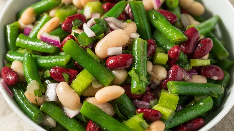 three bean salad in bowl