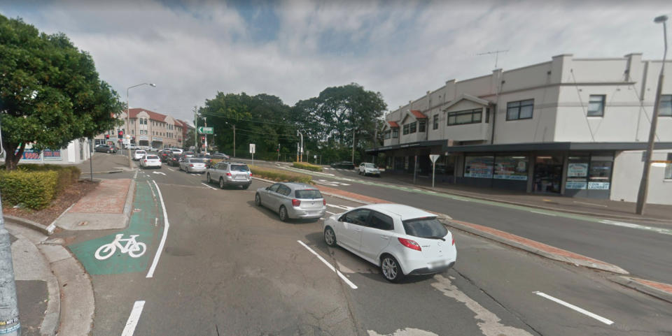 This photo shows cars driving along Curlewis Street in Bondi where Amy Holden was hit.