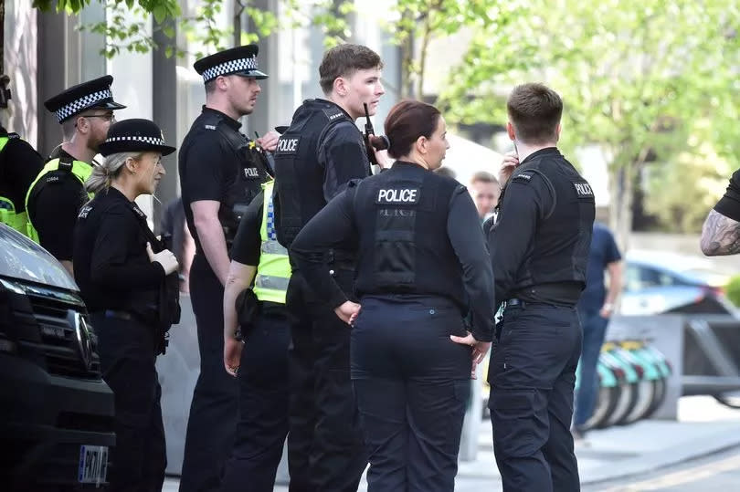 Police at the scene in the city centre