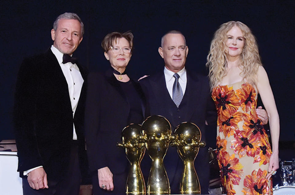 On a night of Hollywood unity at the Academy Museum gala in 2021, Bob Iger, Bening and Tom Hanks alongside Nicole Kidman were presented with inaugural Pillar Awards for leading the museum’s capital campaign.