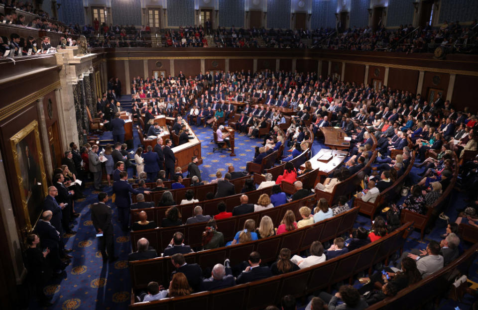 Members of the House of Representatives participate in the vote for speaker