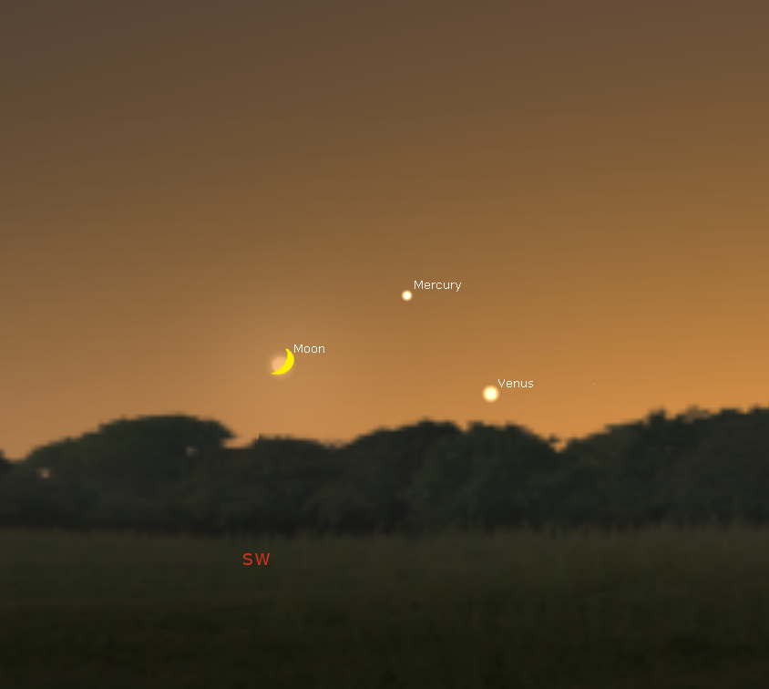 A look at the Crescent Moon, Mercury and Venus on Dec. 24.