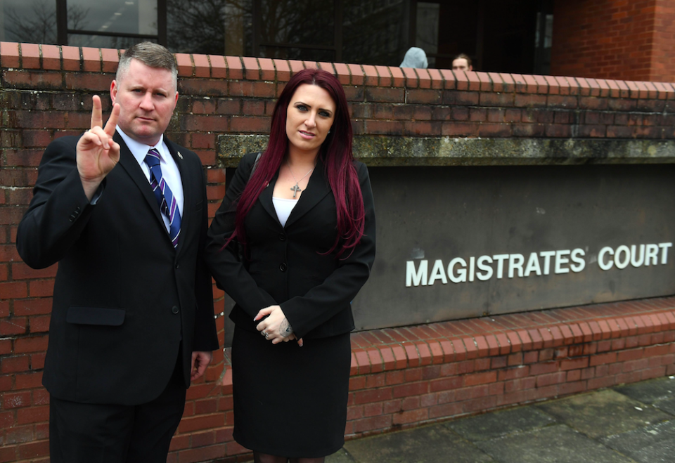 <em>Britain First leader Paul Golding and deputy leader Jayda Fransen were jailed earlier this month after being convicted of religiously-aggravated harassment (Rex)</em>