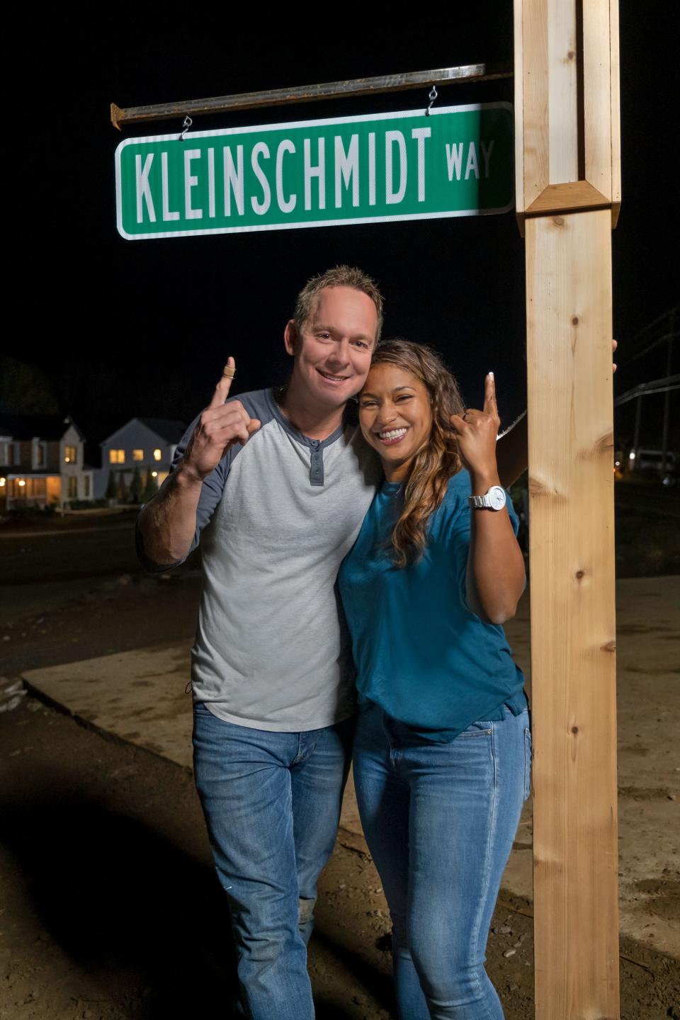 Brian and Mika Kleinschmidt, the Tampa Bay home builders who host “100 Day Dream Home,” were judged the winners of the second season of HGTV’s “Rock the Block” and had a street named for them outside the new house they renovated.