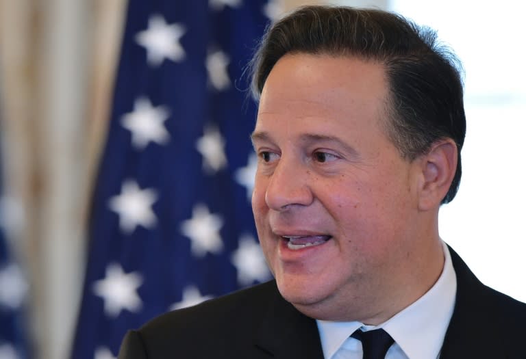 Panama's President Juan Carlos Varela delivers keynote address at a luncheon during the Washington Conference on the Americas at the State Department on May 3, 2016 in Washington, DC