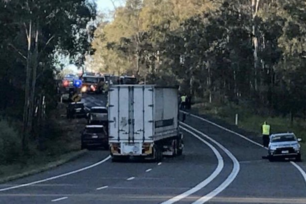 The crash happened near Tiaro about 3.15pm. Photo: Clayton's Towing.