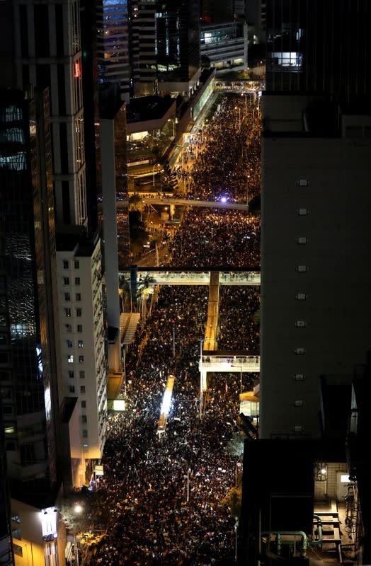 Protesters march for human rights in Hong Kong