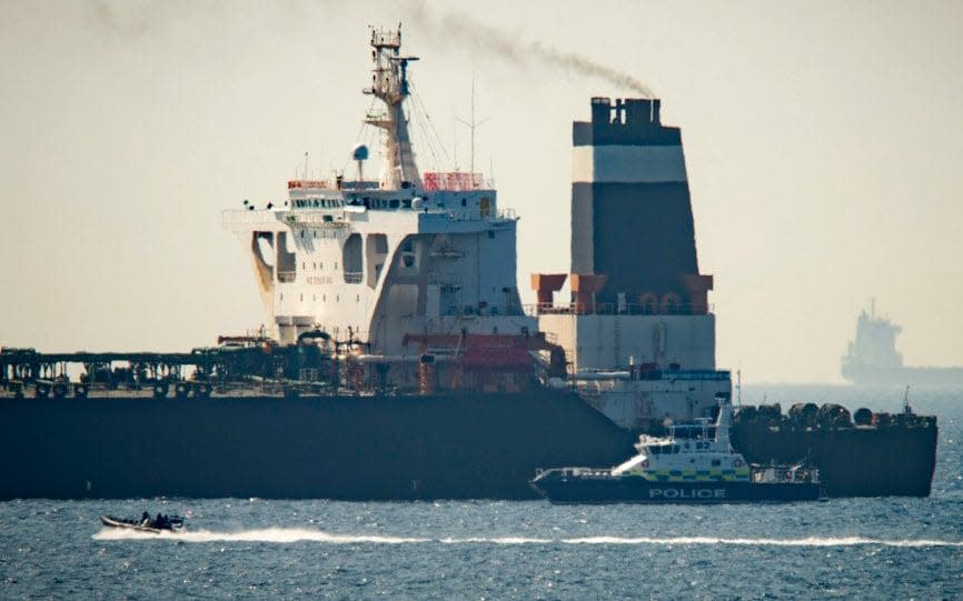 Gibraltarian police and customs and a detachment of Royal Marines halted the vessel - AP