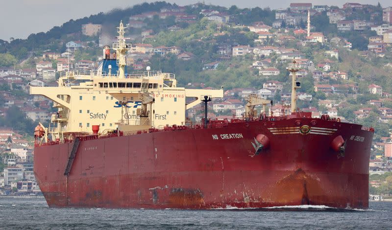 FILE PHOTO: Crude oil tanker NS Creation transits Istanbul's Bosphorus