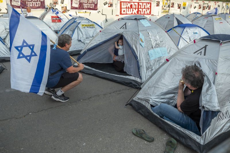 In a four-day demonstration, thousands of Israeli protesters have set up a tent city in Jerusalem outside the Knesset as a protest against the government of Prime Minister Benjamin Netanyahu. Photo by Jim Hollander/UPI