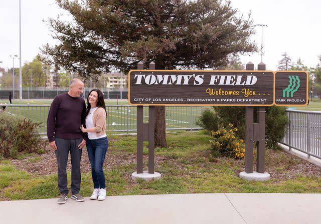 <p> Christine Bjerke </p> Nikki Mark and husband Doug at Tommy's Field