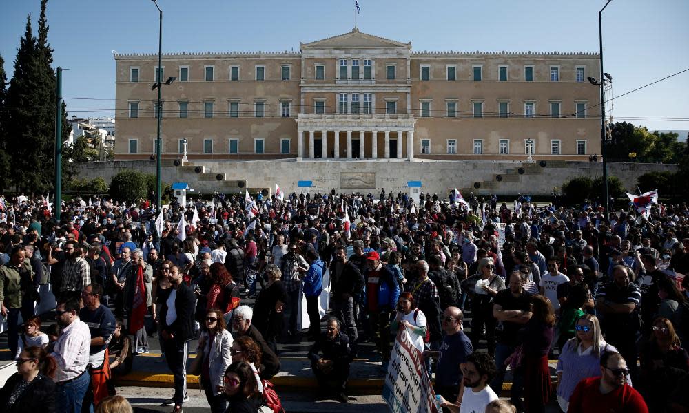 <span>Photograph: Yannis Kolesidis/EPA</span>