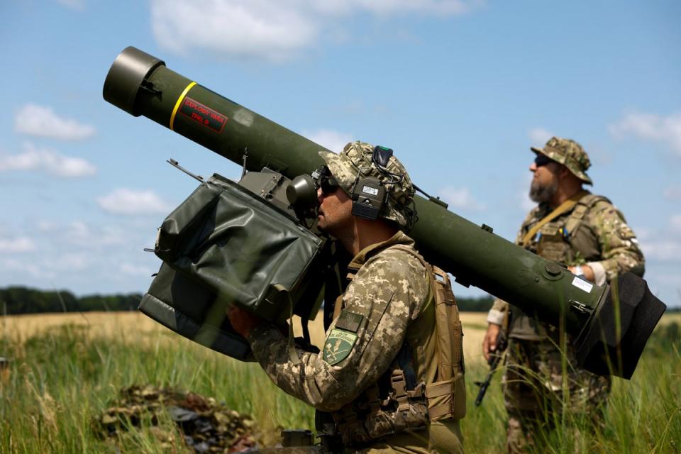 Ukrainian serviceman in the Kyiv region on June 27 (REUTERS)