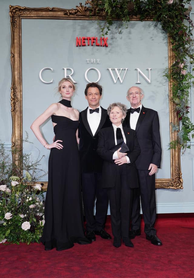 Elizabeth Debicki, Dominic West, Imelda Staunton and Sir Jonathan Pryce at the world premiere of The Crown