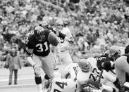 FILE - Pittsburgh Steelers Donnie Shell (31) eyes a loose ball after a fumble in the end zone by Cincinnati Bengals' Pete Johnson, not shown, during fourth quarter action in Pittsburgh, in this Dec. 3, 1979, file photo. Steelers' Ron Johnson recovered the fumble. Shell views his winding path to football immortality as a testament to what can happen when innate ability and a relentless belief in yourself collide. (AP Photo/Charles Kenneth Lucas, File)