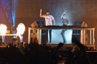 <p>San Holo and Martin Garrix performs during the 2018 Firefly Music Festival in Dover, Delaware. (Photo: Getty Images) </p>