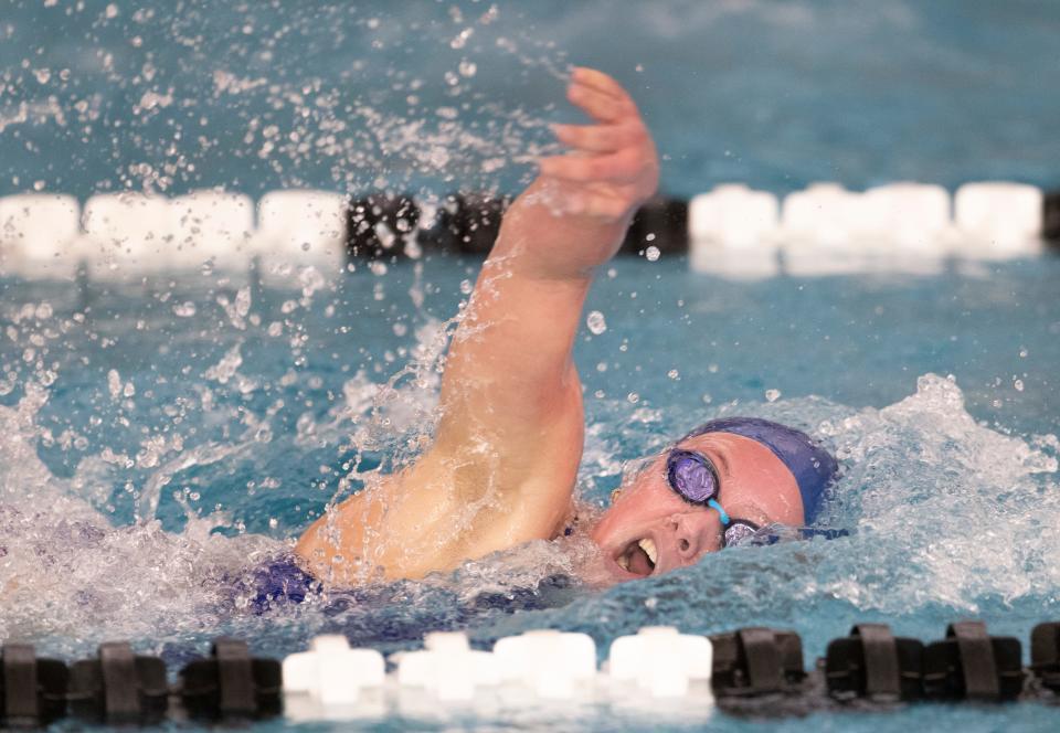 Manasquan Sarah Eldridge won the Girls 500 Freestyle at Monmouth County Swim Championships in Neptune, NJ on January 22, 2022. 