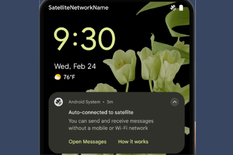 New satellite connectivity UI in Android 15 Developer Preview 2.