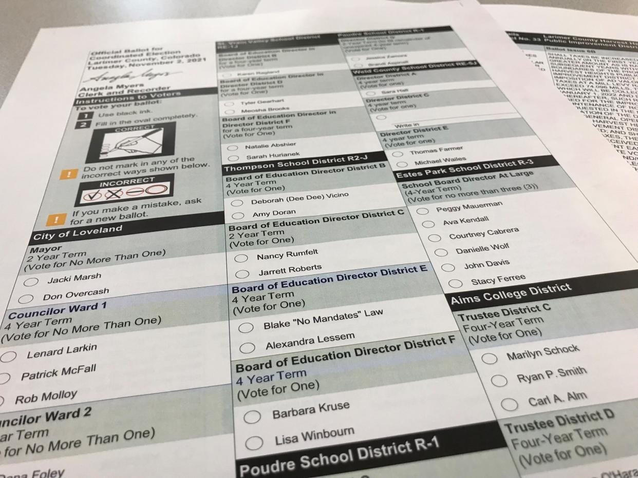 The 2021 Larimer County sample ballot features 32 races and ballot issues that voters will decide on during the Nov. 2 election. Not all voters will vote on all issues, as actual ballots will reflect the districts in which voters live.