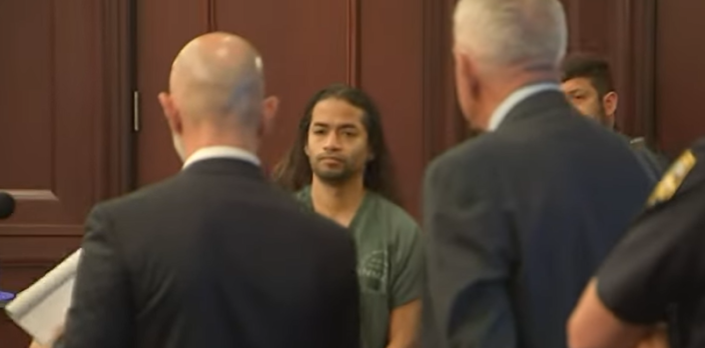 Mario Fernandez Saldana enters a Duval County courtroom where the prosecution advised the judge Wednesday its intent to pursue the death penalty for Jared Bridegan's 2022 slaying in Jacksonville Beach.