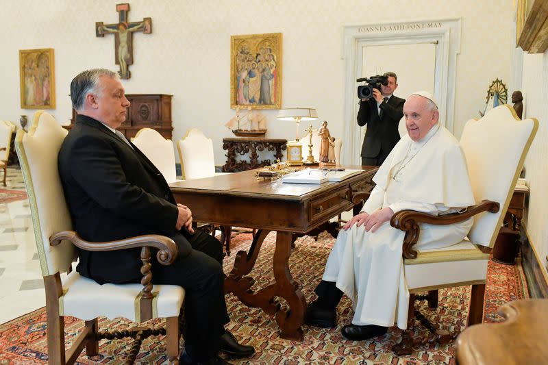 Pope Francis meets Hungarian PM Orban at the Vatican