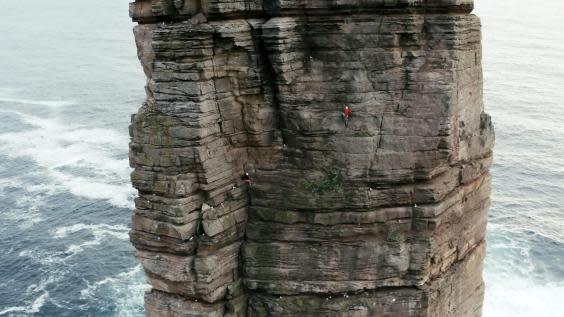 The sandtsone stack's East Face Route was first climbed in 1966 (Alastair Lee / SWNS)