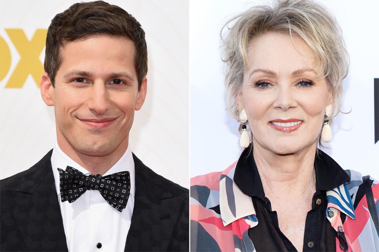 Andy Samberg attends the 67th Annual Primetime Emmy Awards at Microsoft Theater on September 20, 2015 in Los Angeles, California., Jean Smart attends the FYC red carpet of Bravo's "Dirty John" at Saban Media Center on May 02, 2019 in North Hollywood, California.