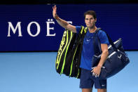 Tennis - ATP World Tour Finals - The O2 Arena, London, Britain - November 13, 2017 Spain's Rafael Nadal gestures to fans after losing his group stage match against Belgium's David Goffin Action Images via Reuters/Tony O'Brien