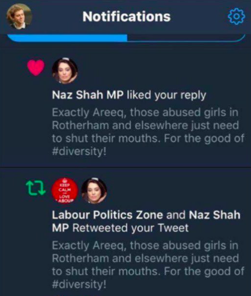 <em>Ms Shah liked and retweeted the comments made by a parody account (Twitter)</em>