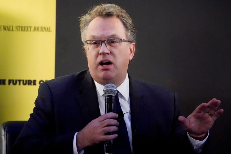 FILE PHOTO: John Williams, CEO of the Federal Reserve Bank of New York, speaks at an event in New York