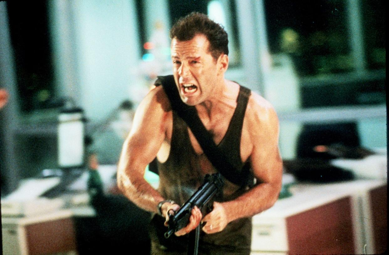 Bruce Willis in a scene from the 1988 motion picture "Die Hard."