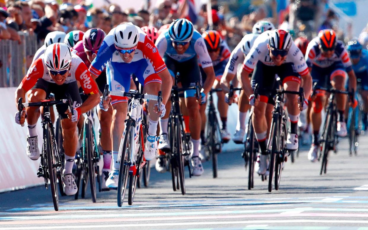 Caleb Ewan timed his sprint to perfection on Wednesday - AFP or licensors