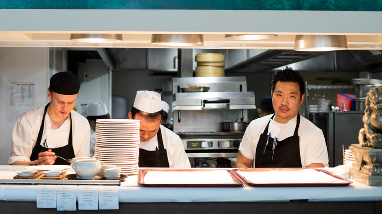 Three chefs working