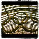 The Olympic rings are shown in the St. Pancras International rail station during the London 2012 Olympic Games on July 30, 2012 in London, England. (Photo by Rob Carr/Getty Images)