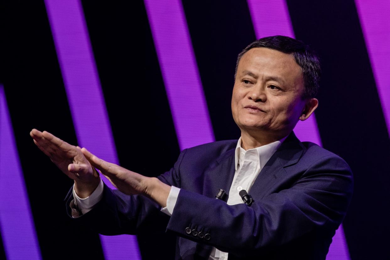 FILE PHOTO: Jack Ma, chairman of Alibaba Group Holding Ltd., left, gestures while speaking during a fireside interview at the Viva Technology conference in Paris, France, on Thursday, May 16, 2019. (Photo:  Marlene Awaad/Bloomberg)