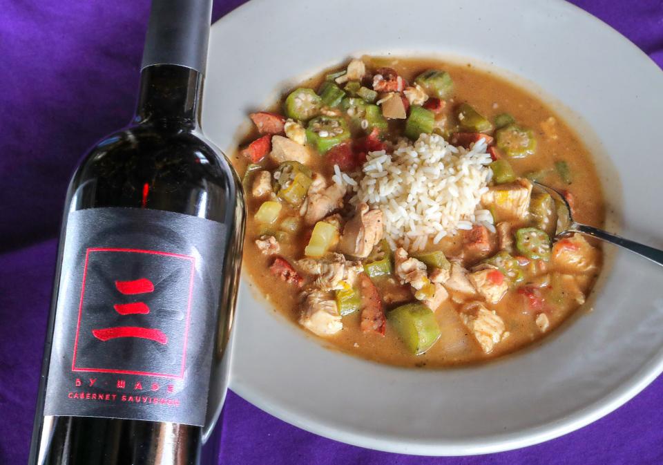 Try a bottle of former basketball star Dwyane Wade's 3 By Wade California cabernet. Pair it with an $8 bowl of Chef Beau Schmidt's Chicken Sausage Gumbo Filé at Beau's Grille in the Fairlawn Hilton. A $10 glass of 3 By Wade Chenin Blanc will pair perfectly as well.