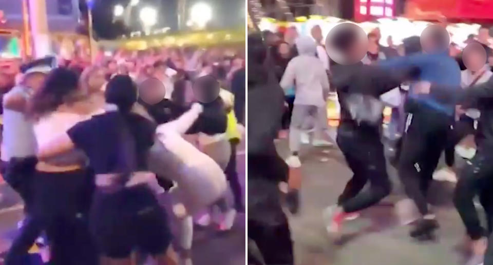 Stills from a large fight that happened at the Sydney Royal Easter Show.