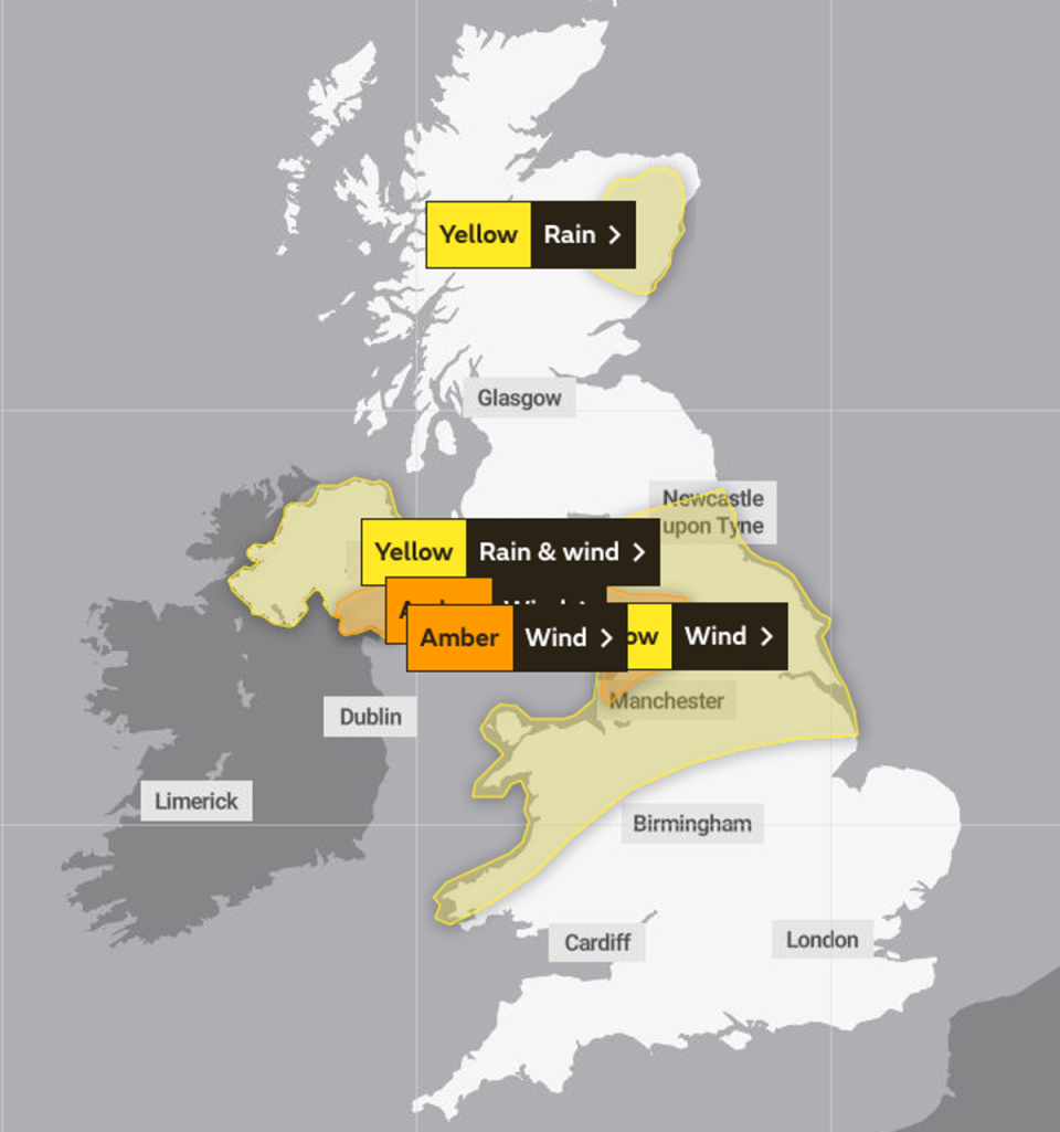 The Met Office has issued multiple weather warnings across the UK today (Met Office)