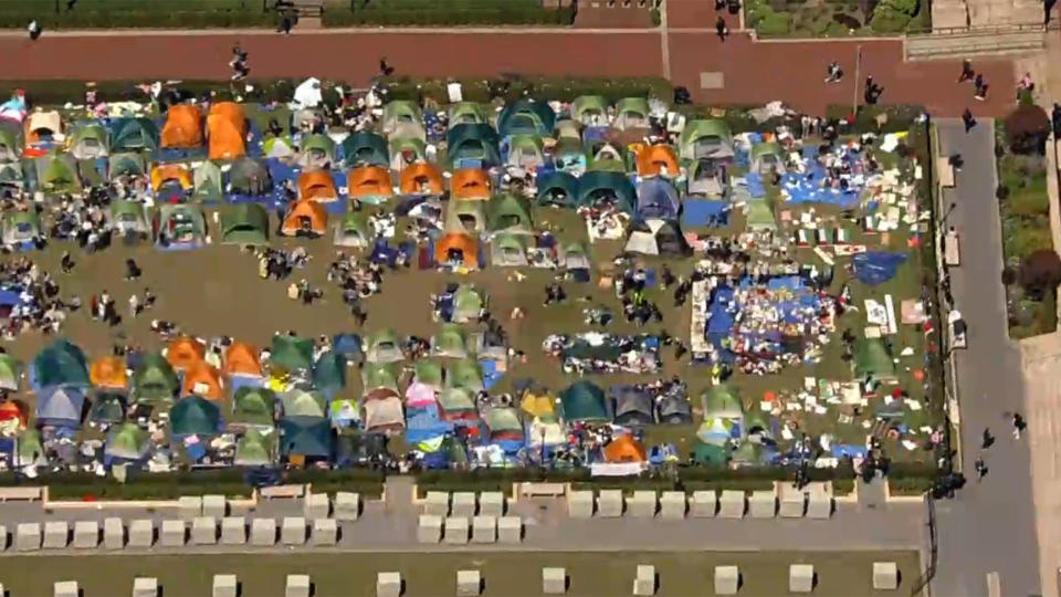 A tent encampment at Columbia University on April 22, 2024.  / Credit: CBS2