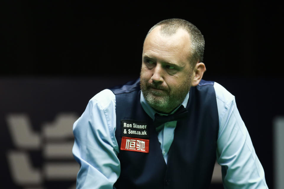 GUANGZHOU, CHINA - SEPTEMBER 28: Mark Williams of Wales reacts in the semi-final match against Hossein Vafaei of Iran on Day six of Evergrande 2019 World Snooker China Championship at Tianhe Sports Center on September 28, 2019 in Guangzhou, Guangdong Province of China. (Photo by Tai Chengzhe/VCG via Getty Images)