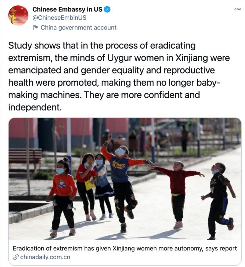 twitter chinese embassy uighurs