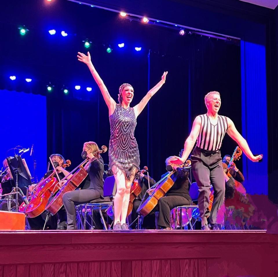 Angel Fox and Adam Spencer finish the Charleston duing the Cape Symphony's "The Roarin' 20s."