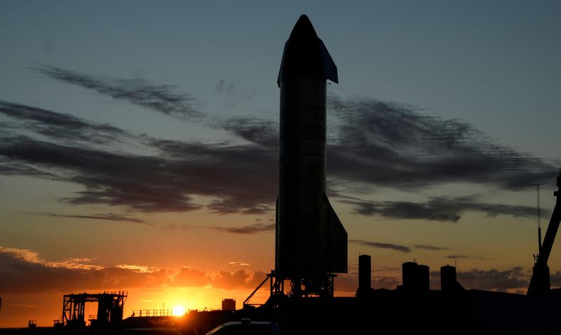 FILE PHOTO: SpaceX prepares their super heavy-lift Starship rocket for a test launch at the company's facilities in Boca Chica, Texas