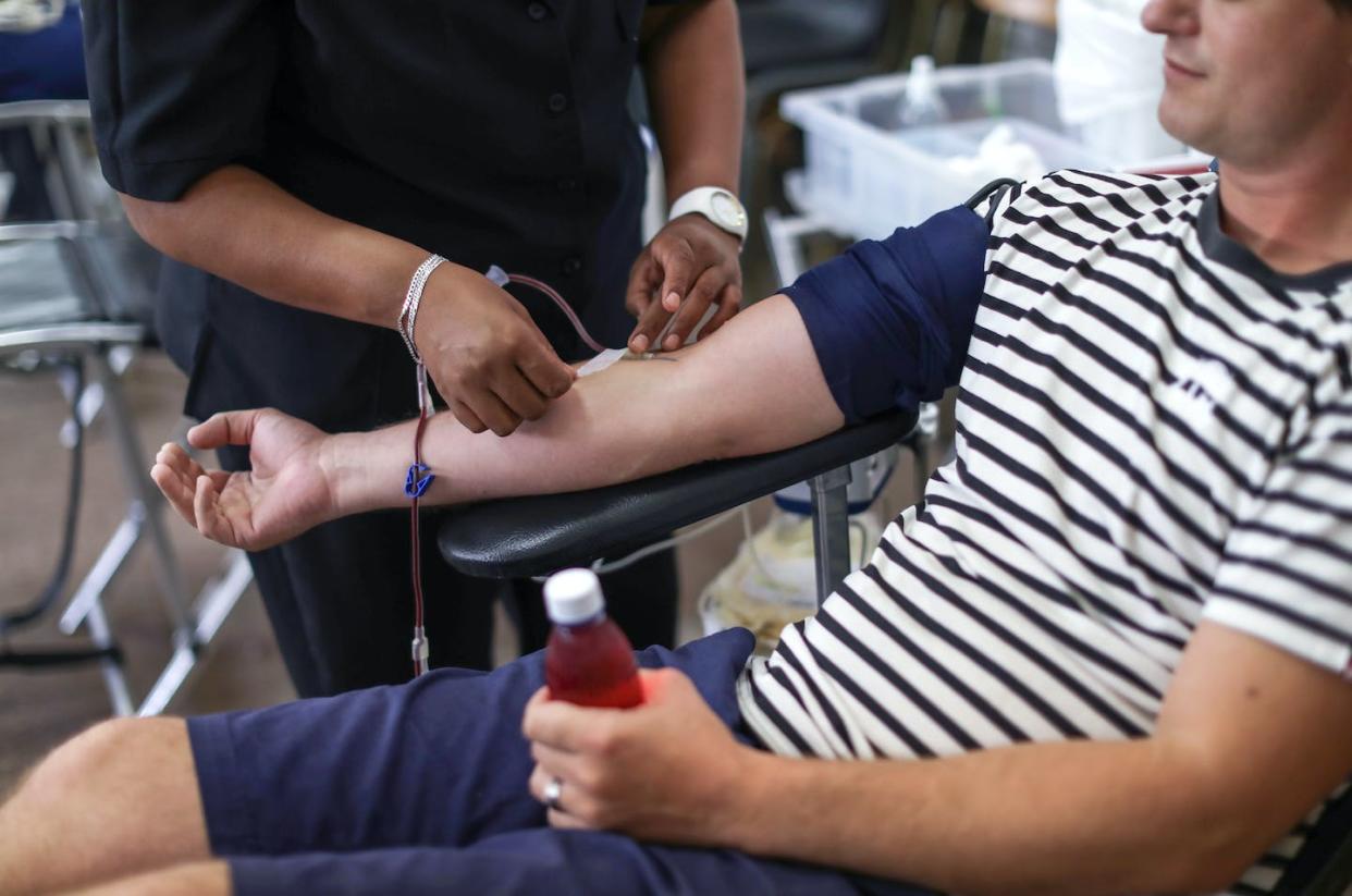 Allowing gay and bisexual men to donate blood would help alleviate chronic blood supply shortages in the U.S. <a href="https://www.gettyimages.com/detail/photo/donating-blood-royalty-free-image/1093904562?phrase=blood+donation&adppopup=true" rel="nofollow noopener" target="_blank" data-ylk="slk:Petri Oeschger/Moment via Getty Images;elm:context_link;itc:0;sec:content-canvas" class="link ">Petri Oeschger/Moment via Getty Images</a>