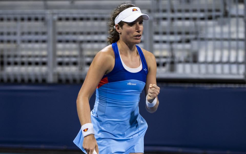 Johanna Konta was a 6-1, 6-4 winner over the American qualifier Jessica Pegula - Getty Images North America