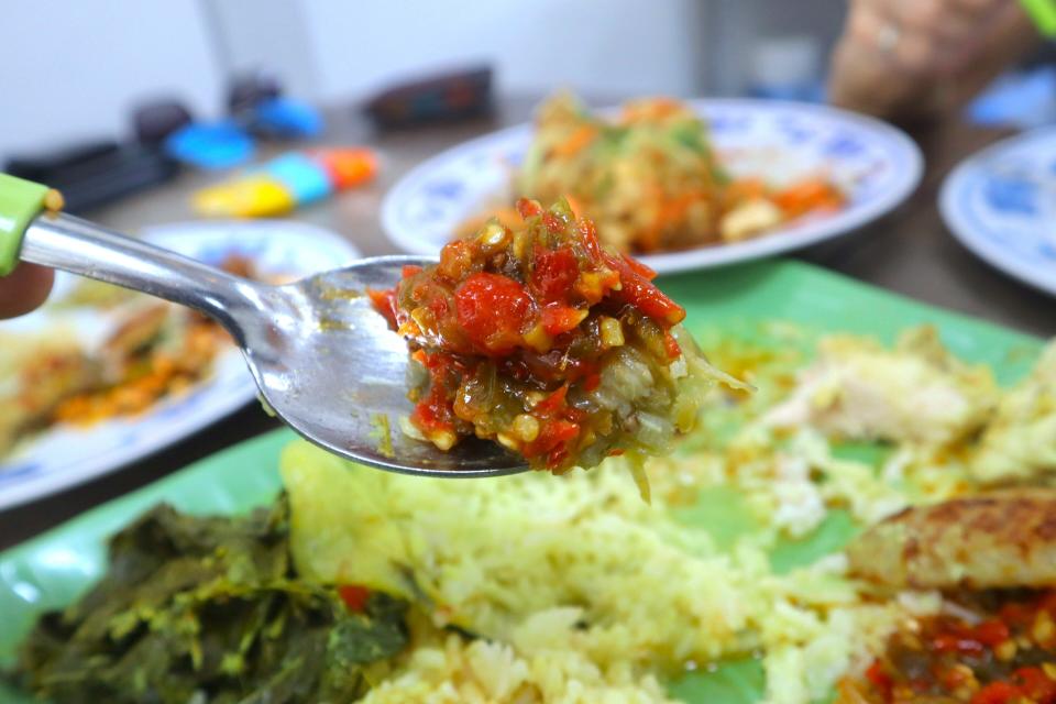 best-rated nasi padang - eggplant with chunky sambal