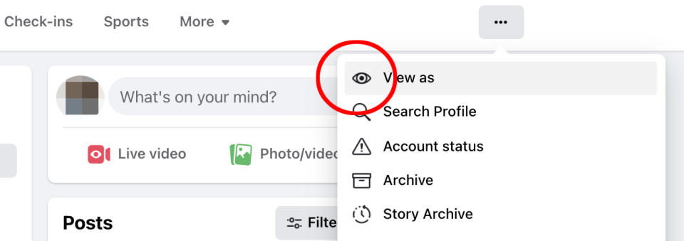 Privacy settings are seen on a Facebook profile.