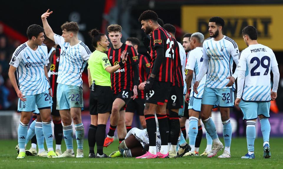 <span>‘One thing VAR has helped with is that trying to influence the referee is almost redundant because teams know key decisions are reviewed away from the pitch.’</span><span>Photograph: Peter Nicholls/Reuters</span>